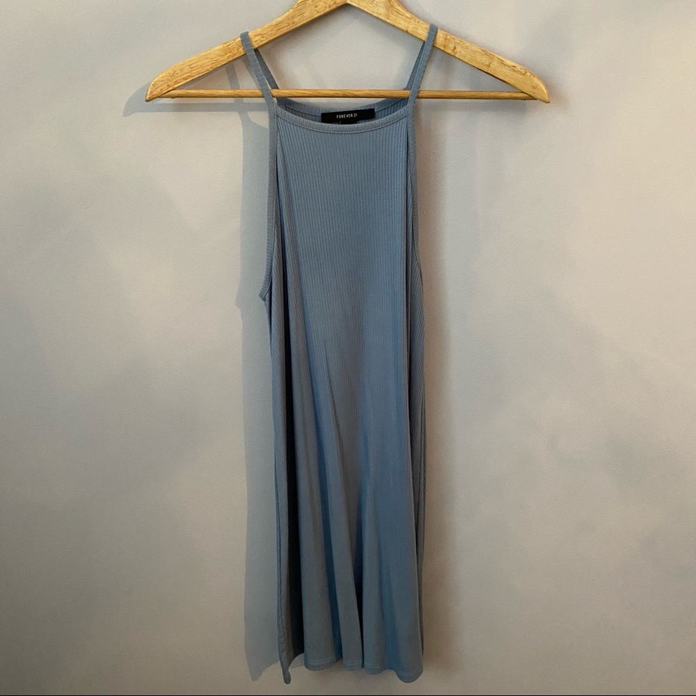 Forever 21 blue ribbed halter dress